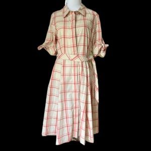 Calvin Klein Fit and Flare Vintage Look Windowpane print dress, NWT